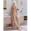 Ekouaer Women’s Flannel Robe Zipper Front Robes Full Length Bathrobe(S-XXL)(Leopard)