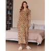 Ekouaer Women’s Flannel Robe Zipper Front Robes Full Length Bathrobe(S-XXL)(Leopard)