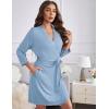 Ekouaer Women’s Robe Lightweight 3/4 Sleeve Knit Bathrobe Soft Knee Length Sleepwear Robes with Pockets(Light Blue)