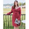 Ekouaer Women’s Robes Short Plush Bathrobe Knee Length Warm Soft Jacquard Robe Winter House Coat with Pockets S-XXL(Wine Red)