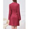 Ekouaer Women’s Robes Short Plush Bathrobe Knee Length Warm Soft Jacquard Robe Winter House Coat with Pockets S-XXL(Wine Red)