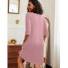 Ekouaer Zipper Robes for Women 3/4 Sleeve Waffle Knit Bathrobe Lightweight Short Housecoat with Pockets Soft Loungewear(Mauve)