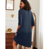 Ekouaer Zipper Robes for Women 3/4 Sleeve Waffle Knit Bathrobe Lightweight Short Housecoat with Pockets Soft Loungewear(Navy Blue)