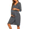 Ekouaer Maternity Robe Nursing Robes for Hospital Labor Delivery V Neck Pregnancy Bathrobe Womens Postpartum Nightgown(Grey)