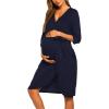 Ekouaer Maternity Robe Nursing Robes for Hospital Labor Delivery V Neck Pregnancy Bathrobe Womens Postpartum Nightgown(Navy)