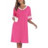 Ekouaer Zip Up Robe for Women Color Block Lightweight Summer Bathrobes Zip Front Robes Loose Sleepwear Hot Pink L