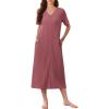 Ekouaer Zip Up Robe for Women Long Housecoat Waffle Knit Bathrobes Cozy Full Length Nightgown with Pockets S-4XL(Gray Purple)