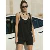Ekouaer Rompers for Women Summer Casual Sleeveless Spaghetti Strap Shorts Overalls Jumpsuits Beach Outfits with Pockets(Black)