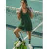 Ekouaer Rompers for Women Summer Casual Sleeveless Spaghetti Strap Shorts Overalls Jumpsuits Beach Outfits with Pockets(Dark Green)