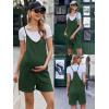 Ekouaer Rompers for Women Summer Casual Sleeveless Spaghetti Strap Shorts Overalls Jumpsuits Beach Outfits with Pockets(Dark Green)