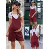 Ekouaer Rompers for Women Summer Casual Sleeveless Spaghetti Strap Shorts Overalls Jumpsuits Beach Outfits with Pockets(Dark Red)