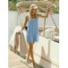 Ekouaer Rompers for Women Summer Casual Sleeveless Spaghetti Strap Shorts Overalls Jumpsuits Beach Outfits with Pockets(Light Blue)