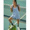 Ekouaer Rompers for Women Summer Casual Sleeveless Spaghetti Strap Shorts Overalls Jumpsuits Beach Outfits with Pockets(Light Blue)