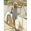 Ekouaer Rompers for Women Summer Casual Sleeveless Spaghetti Strap Shorts Overalls Jumpsuits Beach Outfits with Pockets(Light Gray)