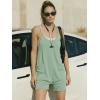 Ekouaer Rompers for Women Summer Casual Sleeveless Spaghetti Strap Shorts Overalls Jumpsuits Beach Outfits with Pockets(Light Green)
