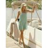 Ekouaer Rompers for Women Summer Casual Sleeveless Spaghetti Strap Shorts Overalls Jumpsuits Beach Outfits with Pockets(Light Green)