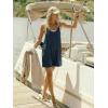 Ekouaer Rompers for Women Summer Casual Sleeveless Spaghetti Strap Shorts Overalls Jumpsuits Beach Outfits with Pockets(Navy Blue)