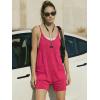 Ekouaer Rompers for Women Summer Casual Sleeveless Spaghetti Strap Shorts Overalls Jumpsuits Beach Outfits with Pockets(Rose)