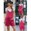 Ekouaer Rompers for Women Summer Casual Sleeveless Spaghetti Strap Shorts Overalls Jumpsuits Beach Outfits with Pockets(Rose)
