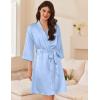 Ekouaer Women Satin Robe Set 2 Piece Silky Nightgown with Robes Bride Bridesmaid Bathrobe Sexy Sleepwear with Pockets(Light Blue)