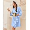 Ekouaer Women Satin Robe Set 2 Piece Silky Nightgown with Robes Bride Bridesmaid Bathrobe Sexy Sleepwear with Pockets(Light Blue)