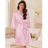 Ekouaer Women Satin Robe Set 2 Piece Silky Nightgown with Robes Bride Bridesmaid Bathrobe Sexy Sleepwear with Pockets(Misty Rose)
