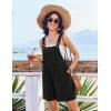 Ekouaer Womens Overalls Summer Rompers Sleeveless Short Jumpsuits Casual Beach Vacation Outfits with Pockets(Black)