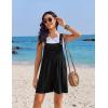 Ekouaer Womens Overalls Summer Rompers Sleeveless Short Jumpsuits Casual Beach Vacation Outfits with Pockets(Black)