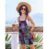 Ekouaer Womens Overalls Summer Rompers Sleeveless Short Jumpsuits Casual Beach Vacation Outfits with Pockets(Boho Floral)