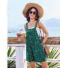 Ekouaer Womens Overalls Summer Rompers Sleeveless Short Jumpsuits Casual Beach Vacation Outfits with Pockets(Floral Green)