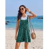Ekouaer Womens Overalls Summer Rompers Sleeveless Short Jumpsuits Casual Beach Vacation Outfits with Pockets(Floral Green)