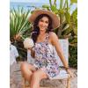 Ekouaer Womens Overalls Summer Rompers Sleeveless Short Jumpsuits Casual Beach Vacation Outfits with Pockets(Floral Light Purple)