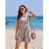 Ekouaer Womens Overalls Summer Rompers Sleeveless Short Jumpsuits Casual Beach Vacation Outfits with Pockets(Floral Pink)