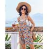 Ekouaer Womens Overalls Summer Rompers Sleeveless Short Jumpsuits Casual Beach Vacation Outfits with Pockets(Floral Pink)