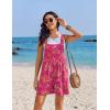 Ekouaer Womens Overalls Summer Rompers Sleeveless Short Jumpsuits Casual Beach Vacation Outfits with Pockets(Floral Rose)