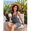 Ekouaer Womens Overalls Summer Rompers Sleeveless Short Jumpsuits Casual Beach Vacation Outfits with Pockets(Grey)