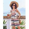 Ekouaer Womens Overalls Summer Rompers Sleeveless Short Jumpsuits Casual Beach Vacation Outfits with Pockets(Pink Stripe)