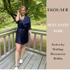 Ekouaer Women’s Satin Robes Sexy Lace Cami Nightwear Silk Bridesmaid Lingerie Kimono 3/4 Sleeve Sleepwear(Navy Blue)