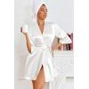 Ekouaer Women’s Short Silk Robes Bride Bridesmaid Kimono Satin Bathrobe V Neck 3/4 Sleeve Sleepwear with Pockets