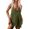 Ekouaer Rompers for Women Summer Casual Sleeveless Spaghetti Strap Shorts Overalls Jumpsuits Beach Outfits with Pockets(Army Green)