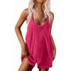Ekouaer Rompers for Women Summer Casual Sleeveless Spaghetti Strap Shorts Overalls Jumpsuits Beach Outfits with Pockets(Rose)