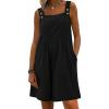Ekouaer Womens Overalls Summer Rompers Sleeveless Short Jumpsuits Casual Beach Vacation Outfits with Pockets(Black)