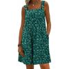 Ekouaer Womens Overalls Summer Rompers Sleeveless Short Jumpsuits Casual Beach Vacation Outfits with Pockets(Floral Green)