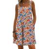Ekouaer Womens Overalls Summer Rompers Sleeveless Short Jumpsuits Casual Beach Vacation Outfits with Pockets(Floral Pink)