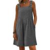 Ekouaer Womens Overalls Summer Rompers Sleeveless Short Jumpsuits Casual Beach Vacation Outfits with Pockets(Grey)