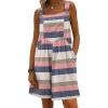 Ekouaer Womens Overalls Summer Rompers Sleeveless Short Jumpsuits Casual Beach Vacation Outfits with Pockets(Pink Stripe)