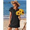Ekouaer Swimsuit Coverup for Women 2026 Petal Short Sleeve Bathing Suit Cover Ups Summer T Shirt Dress Flowy Sundresses(Black)
