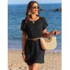 Ekouaer Swimsuit Coverup for Women 2026 Petal Short Sleeve Bathing Suit Cover Ups Summer T Shirt Dress Flowy Sundresses(Black)