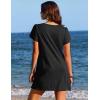 Ekouaer Swimsuit Coverup for Women 2026 Petal Short Sleeve Bathing Suit Cover Ups Summer T Shirt Dress Flowy Sundresses(Black)
