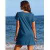 Ekouaer Swimsuit Coverup for Women 2026 Petal Short Sleeve Bathing Suit Cover Ups Summer T Shirt Dress Flowy Sundresses(Blue)